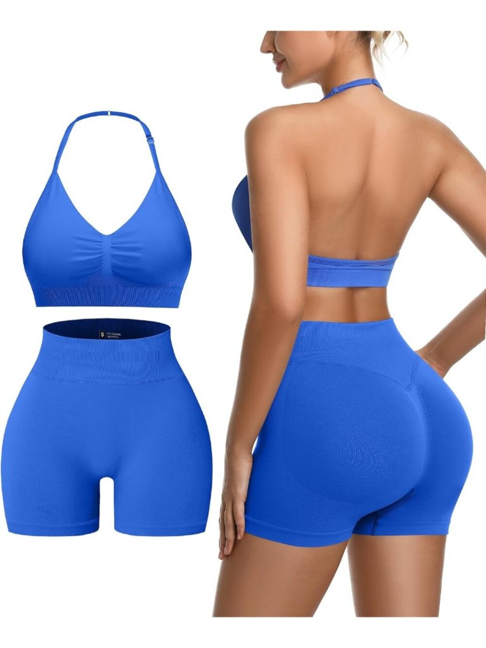 2-Piece Women's Workout Set | Padded Sports Bra & High Waist Yoga Shorts, Gym
